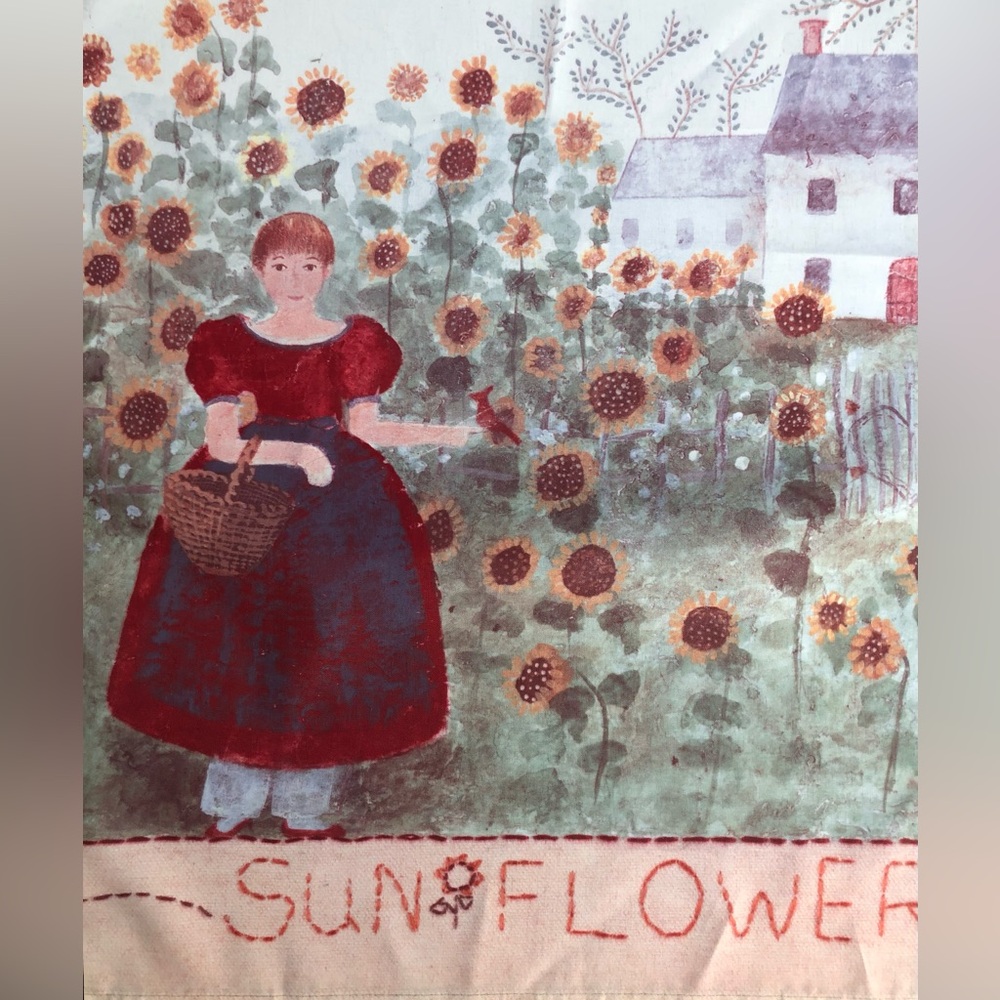 Sunflowers & Country Maiden Full Size House Flag Rare Print
